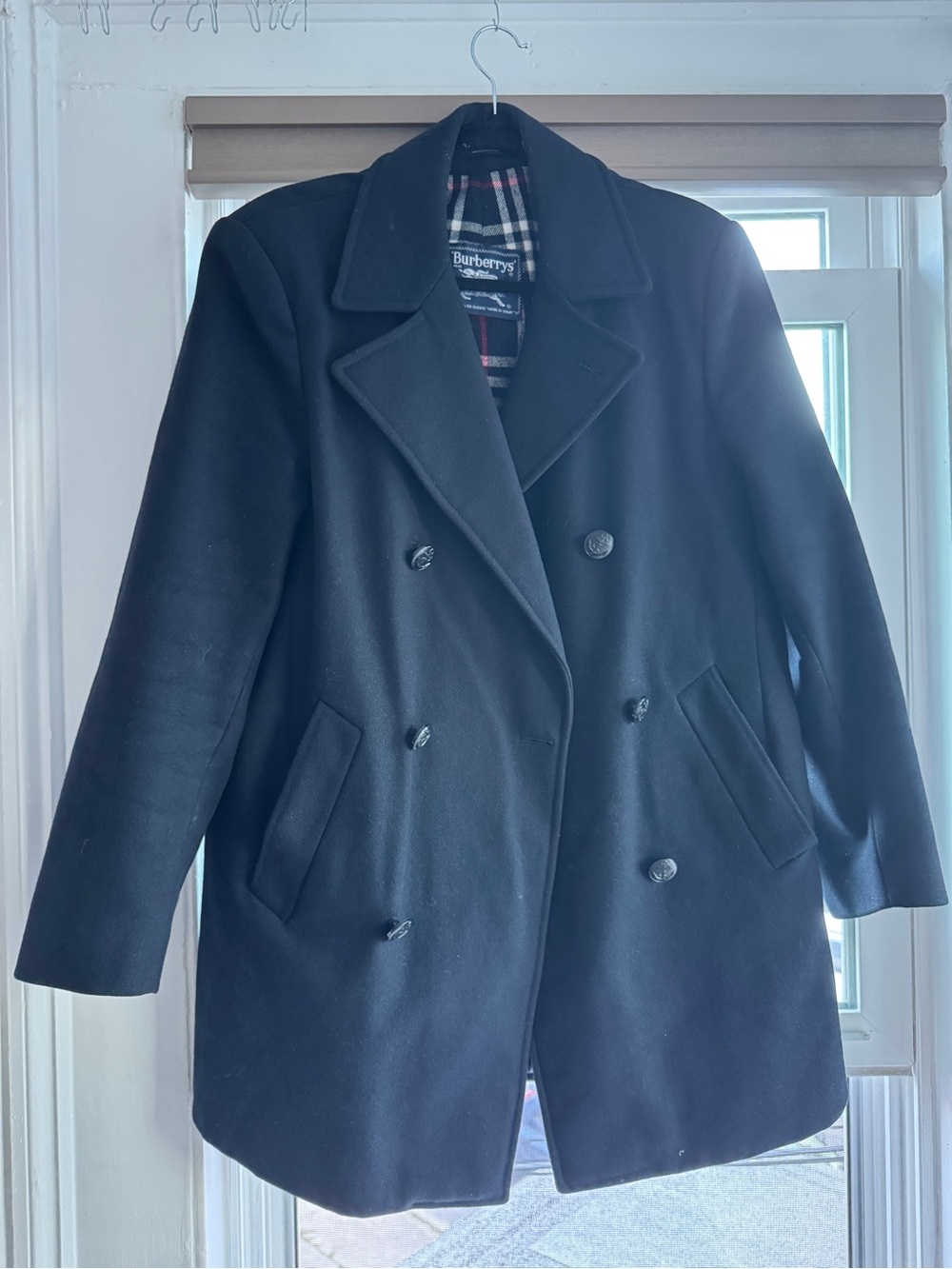 Burberrys Dark Navy Blue Double-Breasted Wool Coat
